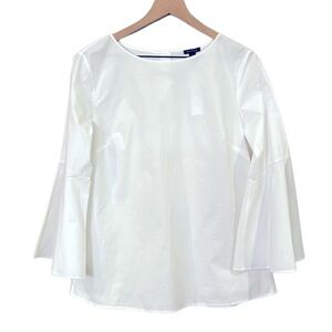 Ann Taylor Bell Sleeve White Cotton Top Medium